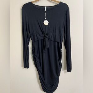 PINKBLUSH MATERNITY Women’s‎ Tie Front Long Sleeve Ruched Side Dress Fall Size L